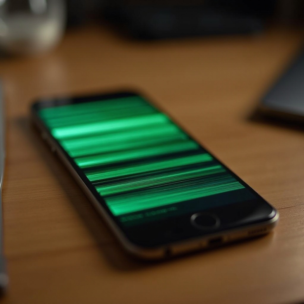 zelené vodorovné čáry na obrazovce telefonu