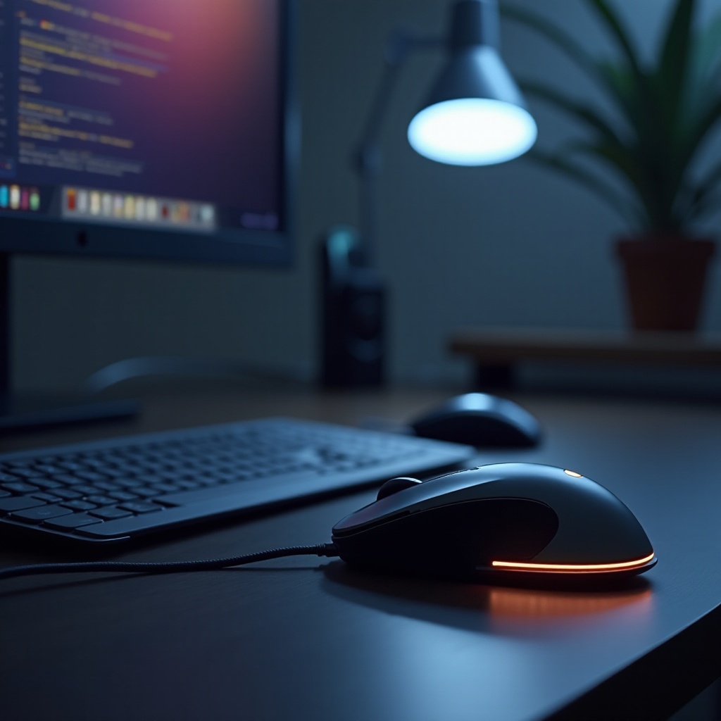 мишката е включена, но не работи